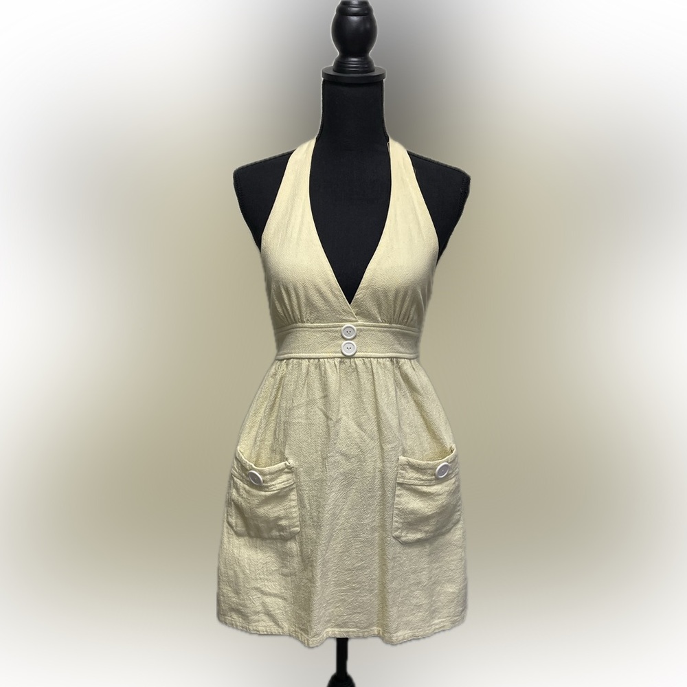 Light Yellow Lucy Love Dress with Button Details